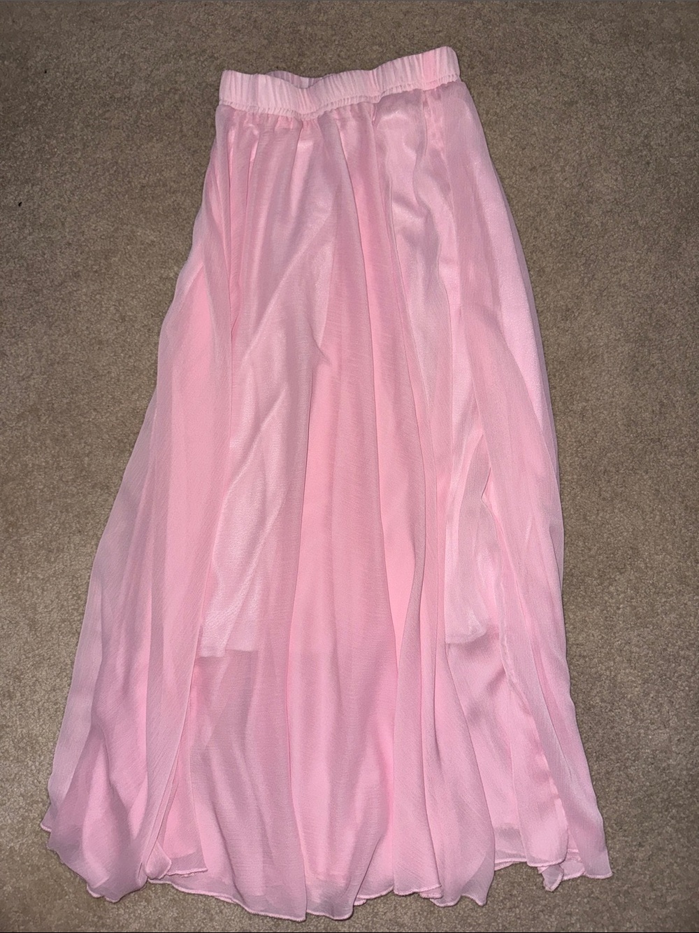 Light Pink Pleated Chiffon Maxi Skirt